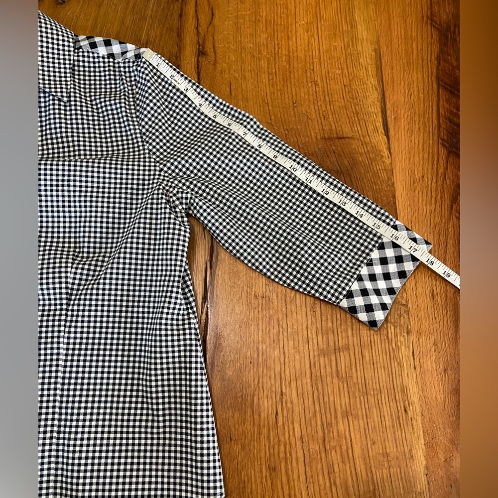 Chico’s Wrinkle Resistant 100% Cotton Fun Black and White Checked Top, Sz Medium - Picture 10 of 11